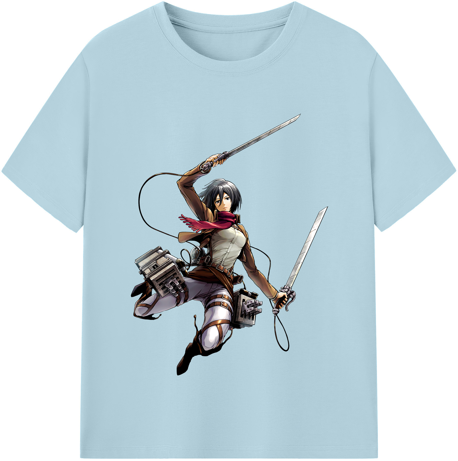 （画像用） 進撃の巨人 ミカサ·アッカーマン Attack on Titan Mikasa Ackerman 綿100％半袖Tシャツ（フロントプリント）
